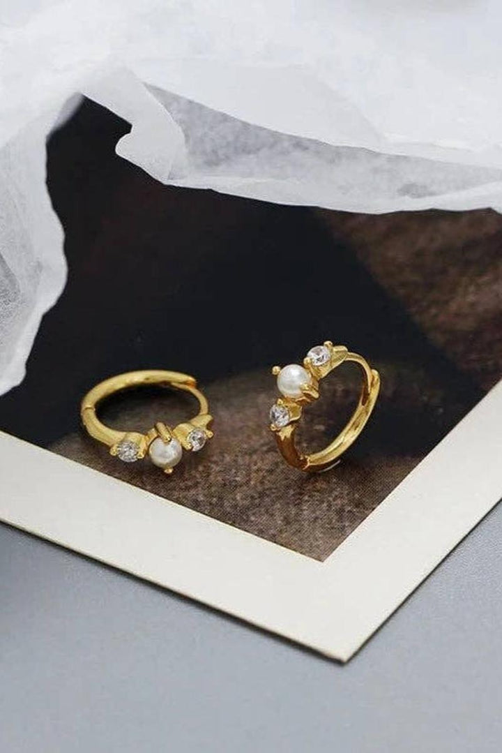 Mauve Jewlery Co. - Alexandria Diamond and Pearl Hoops in Gold