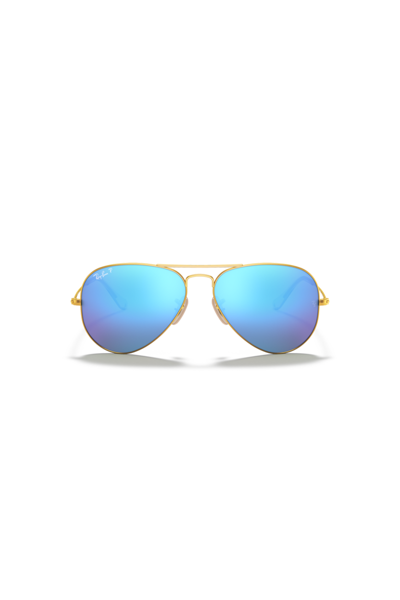 Ray Ban - Aviator Flash Lenses in Matte Gold Frames with Blue Mirror Lenses - RB3025112/4L58