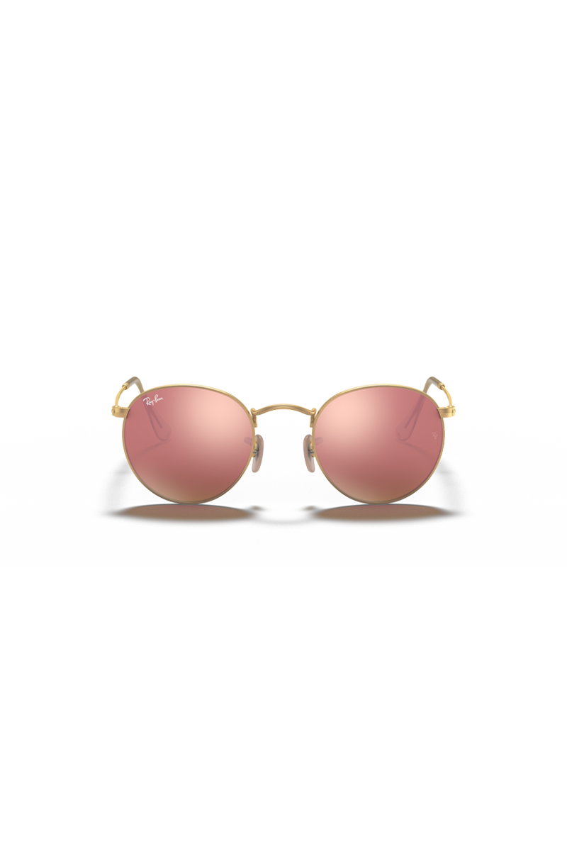 Ray Ban - Round Flash Lenses in Matte Gold Frames with Brown Lenses - RB3447112/Z2