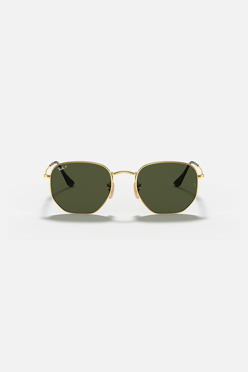 Ray Ban - Hexagonal Flat Lenses in Polished Gold Frames with Green G-15 Lenses - RB3548N001