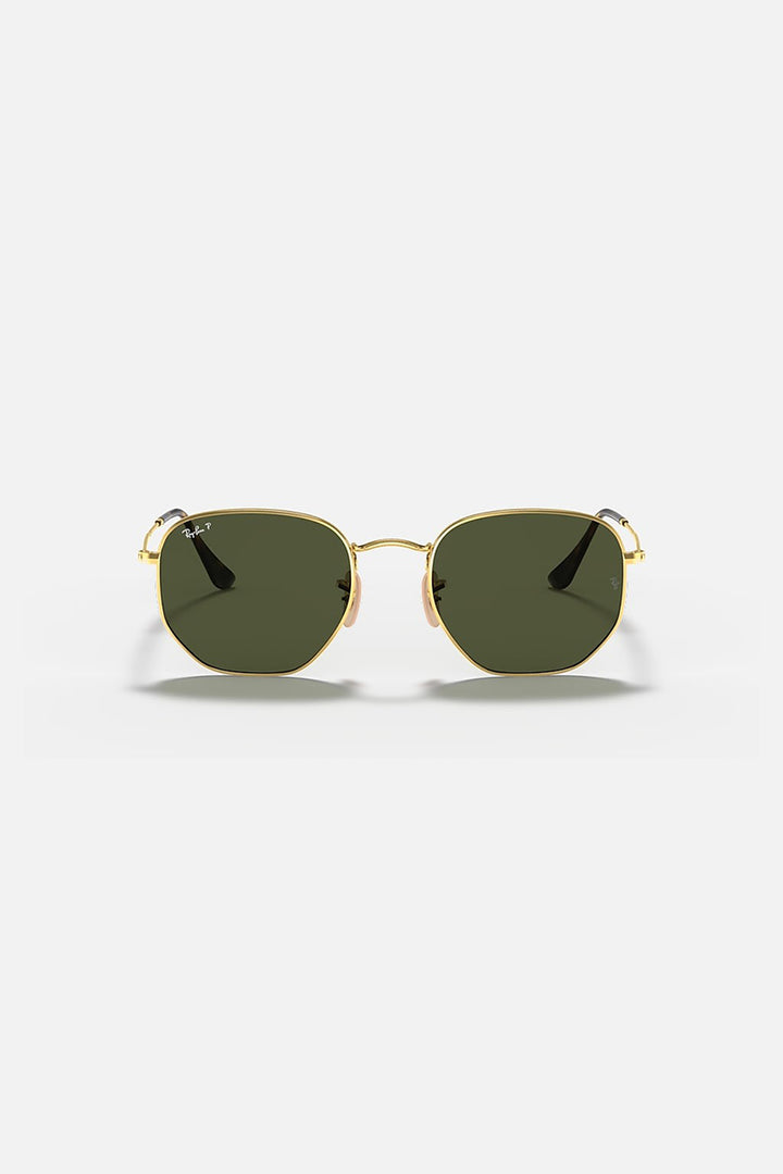 Ray Ban - Hexagonal Flat Lenses in Polished Gold Frames with Green G-15 Lenses - RB3548N001
