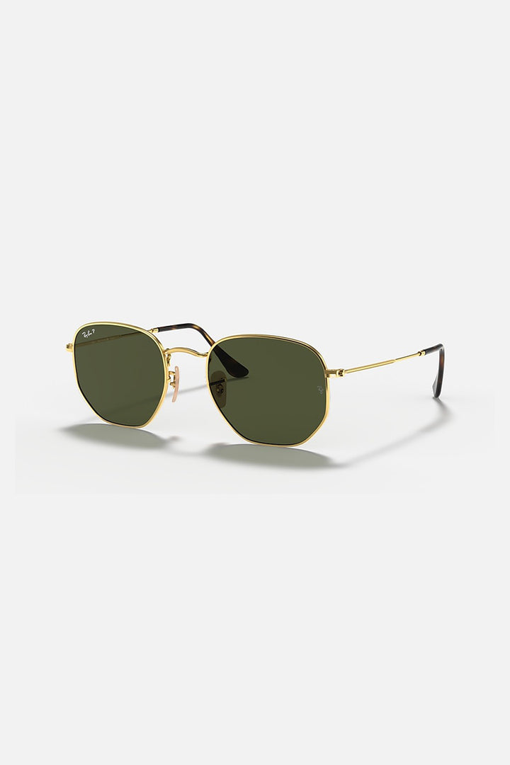 Ray Ban - Hexagonal Flat Lenses in Polished Gold Frames with Green G-15 Lenses - RB3548N001