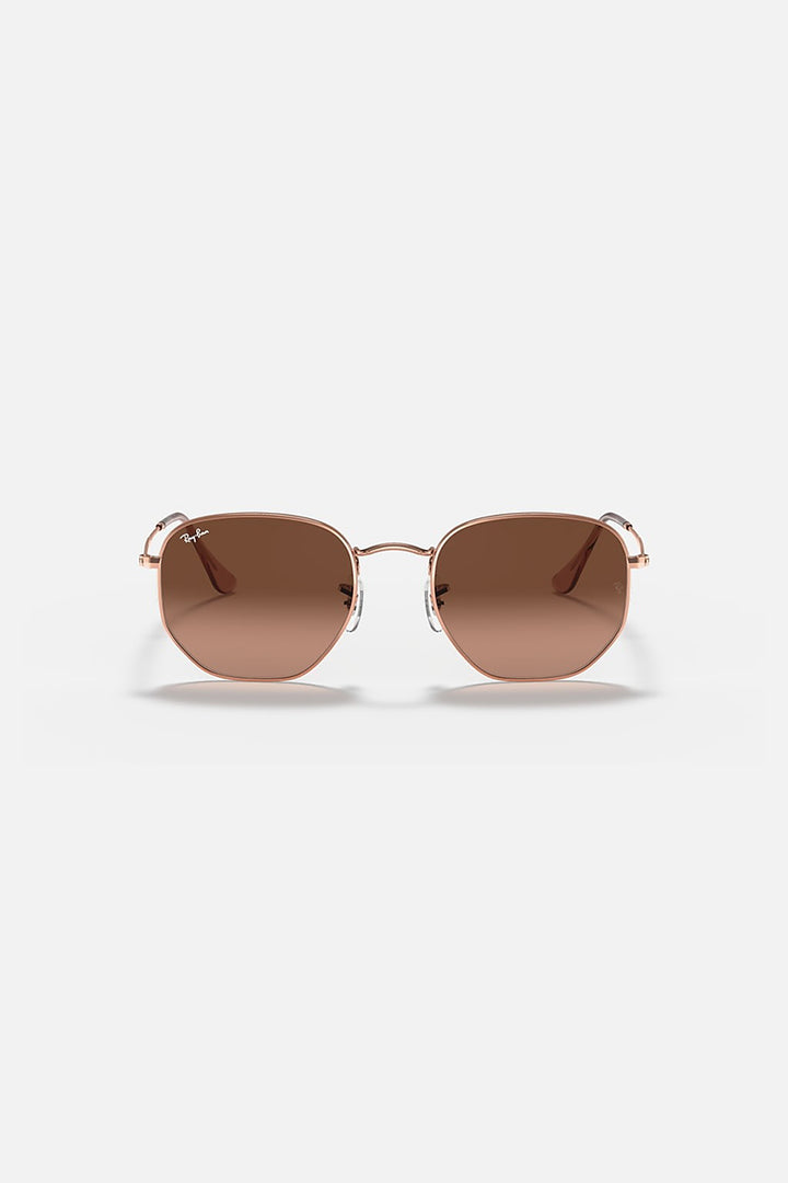Ray Ban - Hexagonal Flat Lenses in Polished Copper Frames with Pink Gradient Brown Lenses - RB3548N9069A5