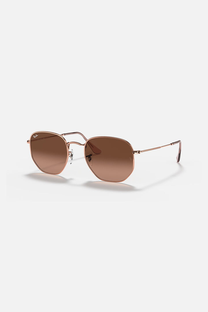 Ray Ban - Hexagonal Flat Lenses in Polished Copper Frames with Pink Gradient Brown Lenses - RB3548N9069A5