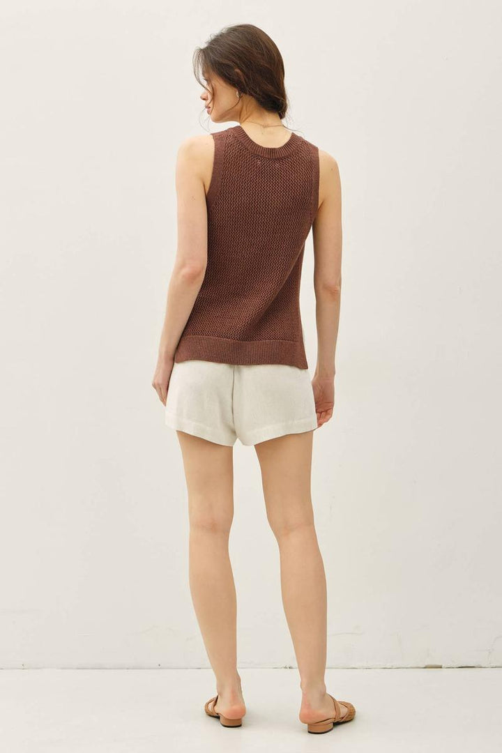 Be Cool -  Varsity Style Vneck Tank in Coco