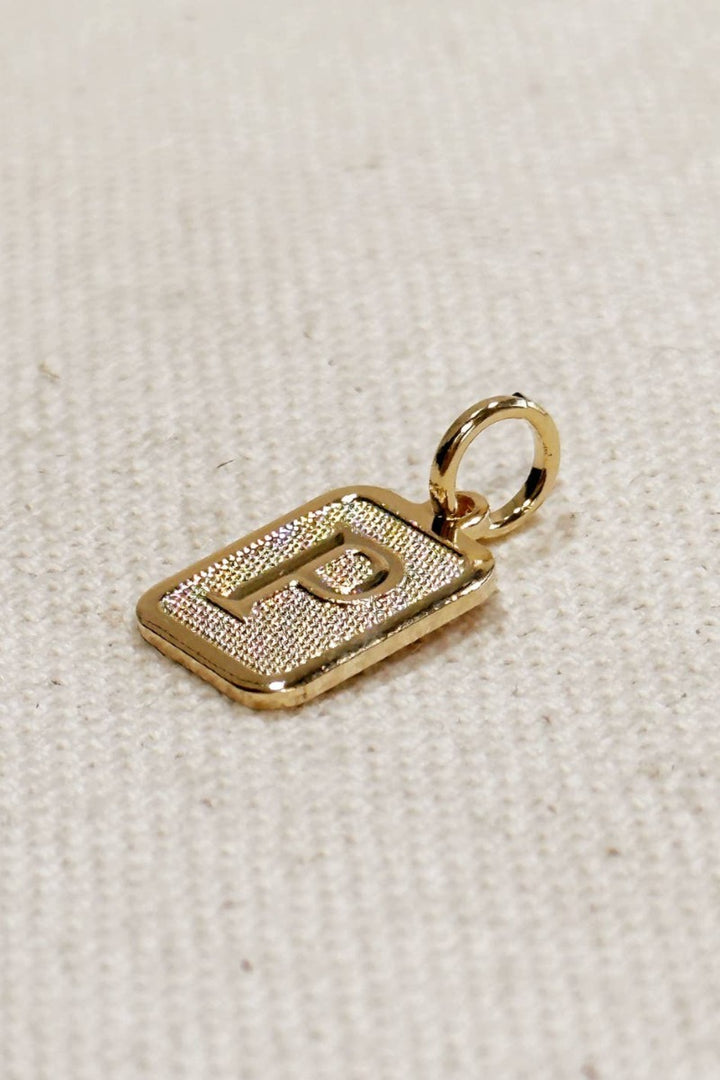 GoldFi - Textured Initial Plate Pendant - Letter P