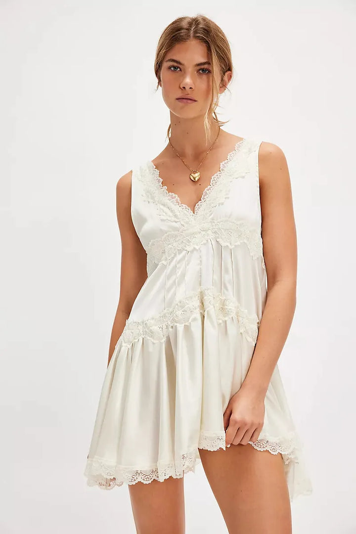 Free People - FP In This Groove Mini Slip Dress in Tofu