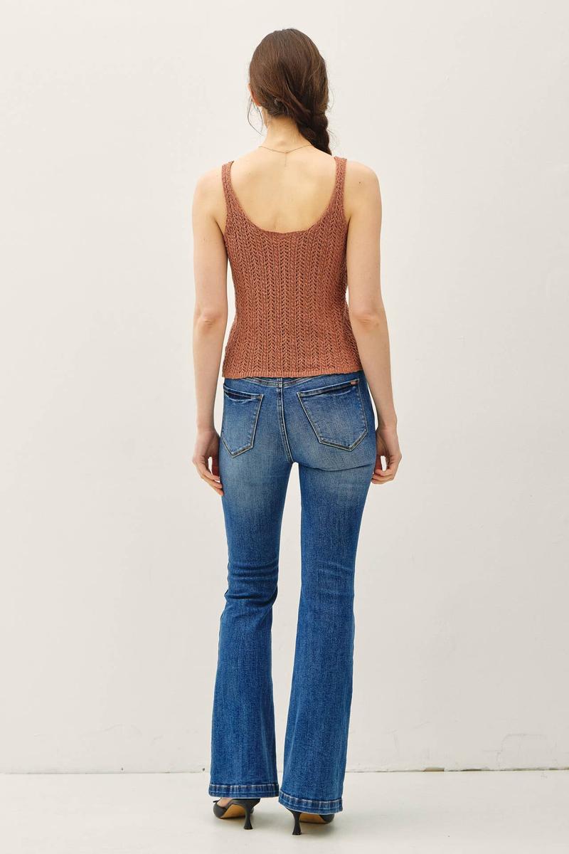 Be Cool - Crochet Knit Tank Top in Terracotta