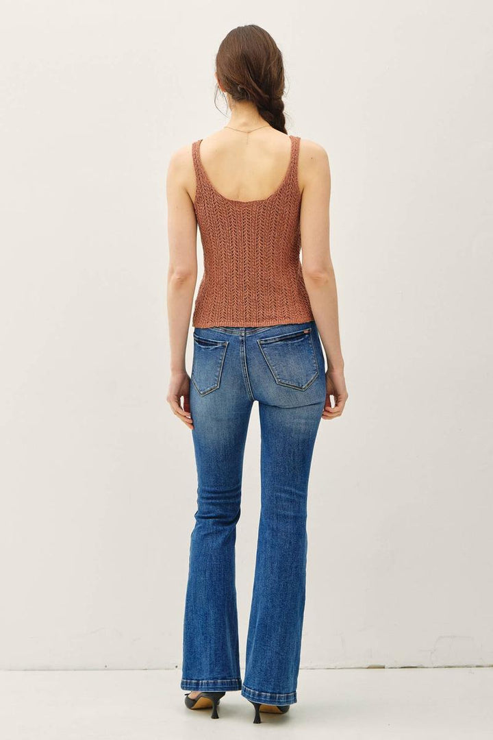 Be Cool - Crochet Knit Tank Top in Terracotta