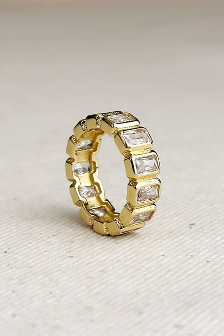 GoldFi - Chunky Cubic Zirconium Eternity Band Ring in Gold - Size 8