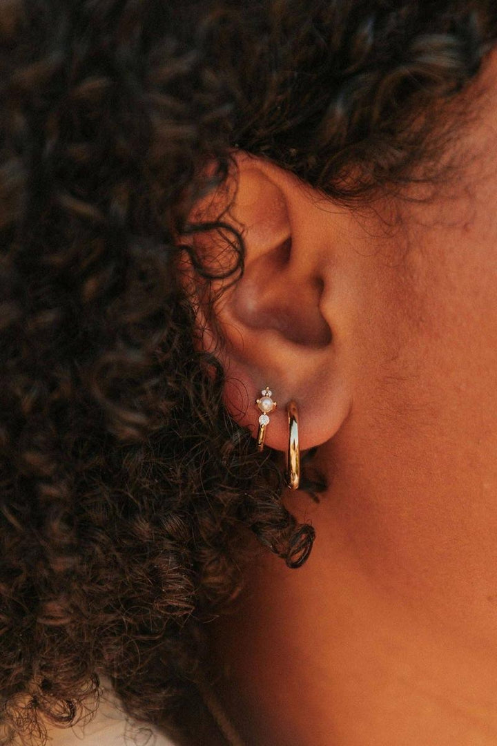 Mauve Jewlery Co. - Alexandria Diamond and Pearl Hoops in Gold