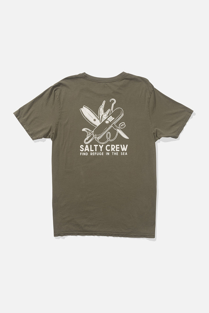 Salty Crew - Pocket Knife Vintage Tee in Dusty Olive
