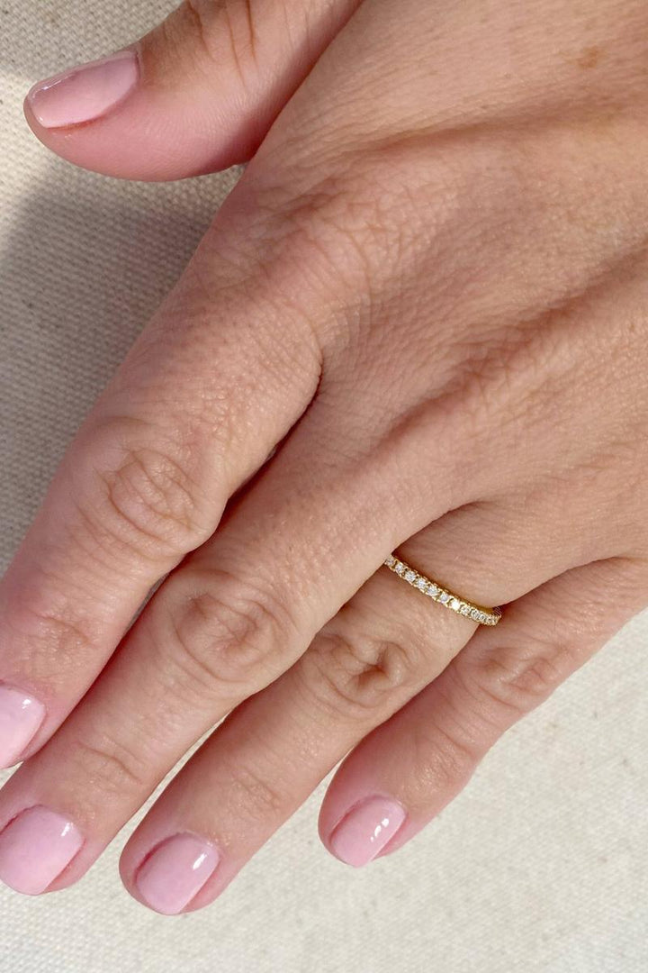 GoldFi - 18k Gold Filled Eternity Micro Cubic Zirconia Stone Ring