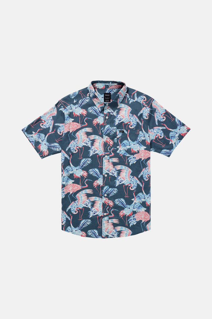 RVCA - Day Break Short Sleeve Shirt in Duck Blue
