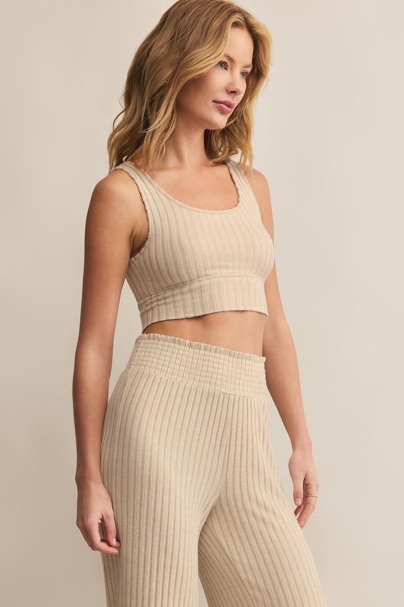 Z Supply - Zoe Rib Tank Bra in Light Oatmeal Heather
