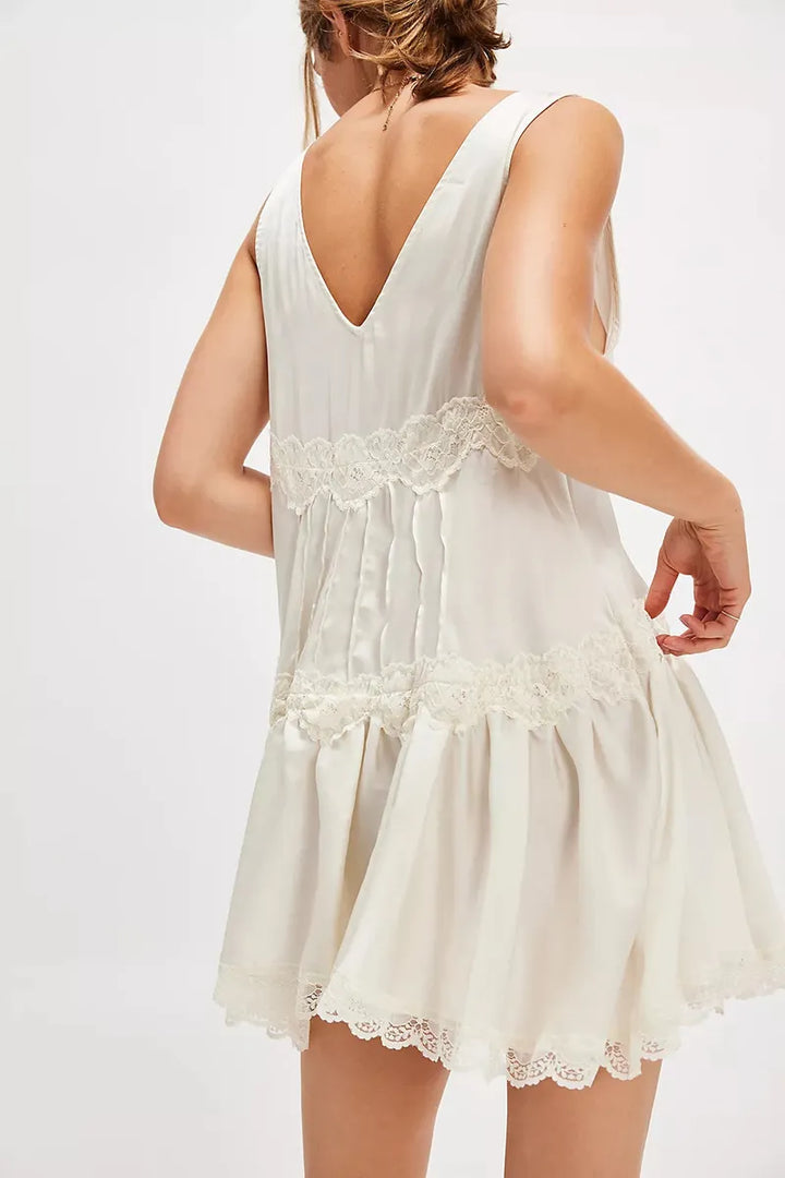 Free People - FP In This Groove Mini Slip Dress in Tofu