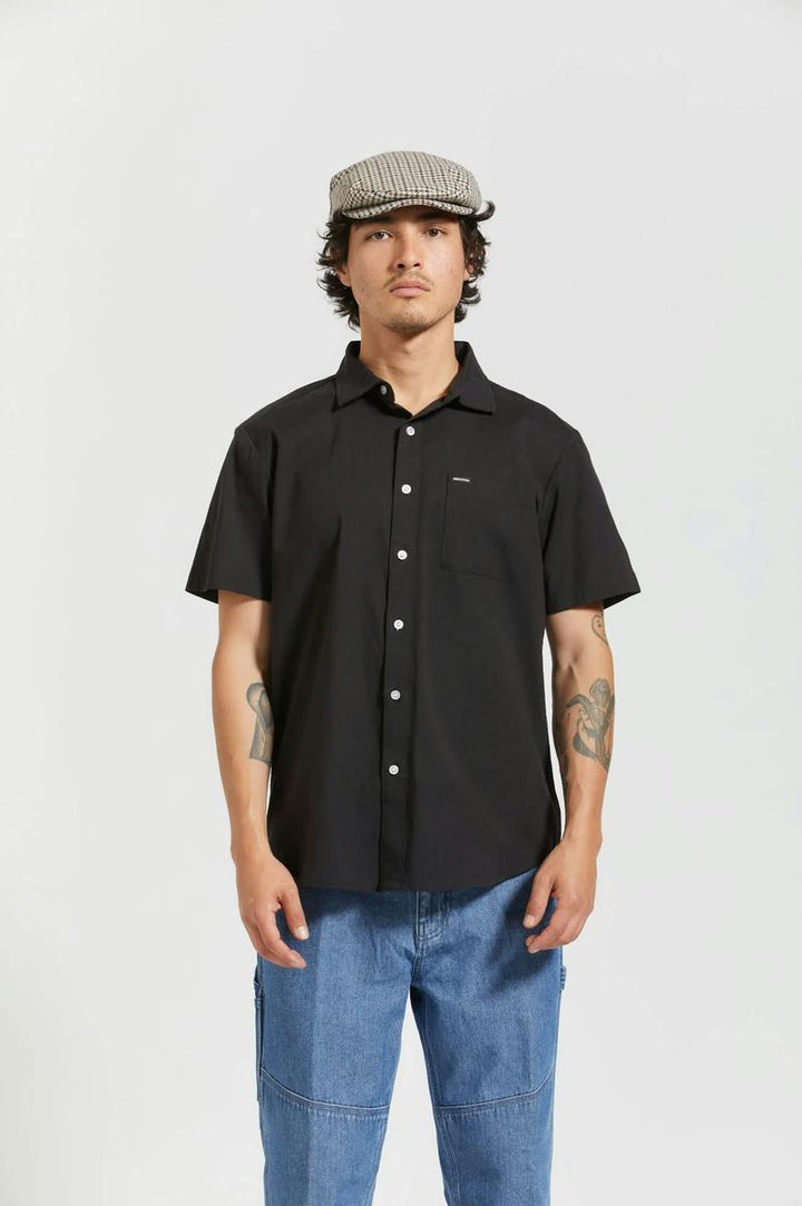 Brixton - Charter Oxford Short Sleeve Shirt in Black