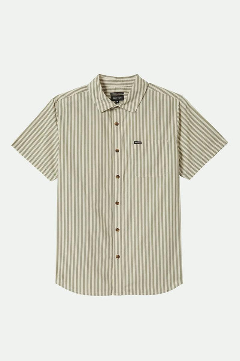Brixton - Charter Print S/S Shirt in Whitecap/ Ivy Green Stripe