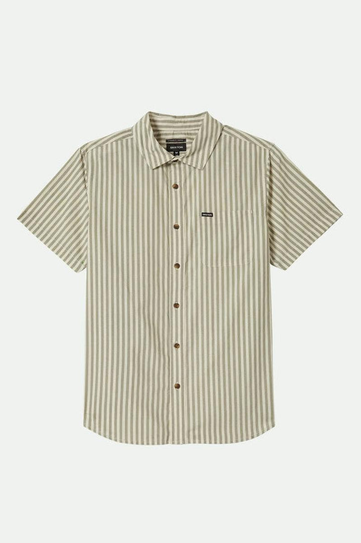 Brixton - Charter Print S/S Shirt in Whitecap/ Ivy Green Stripe