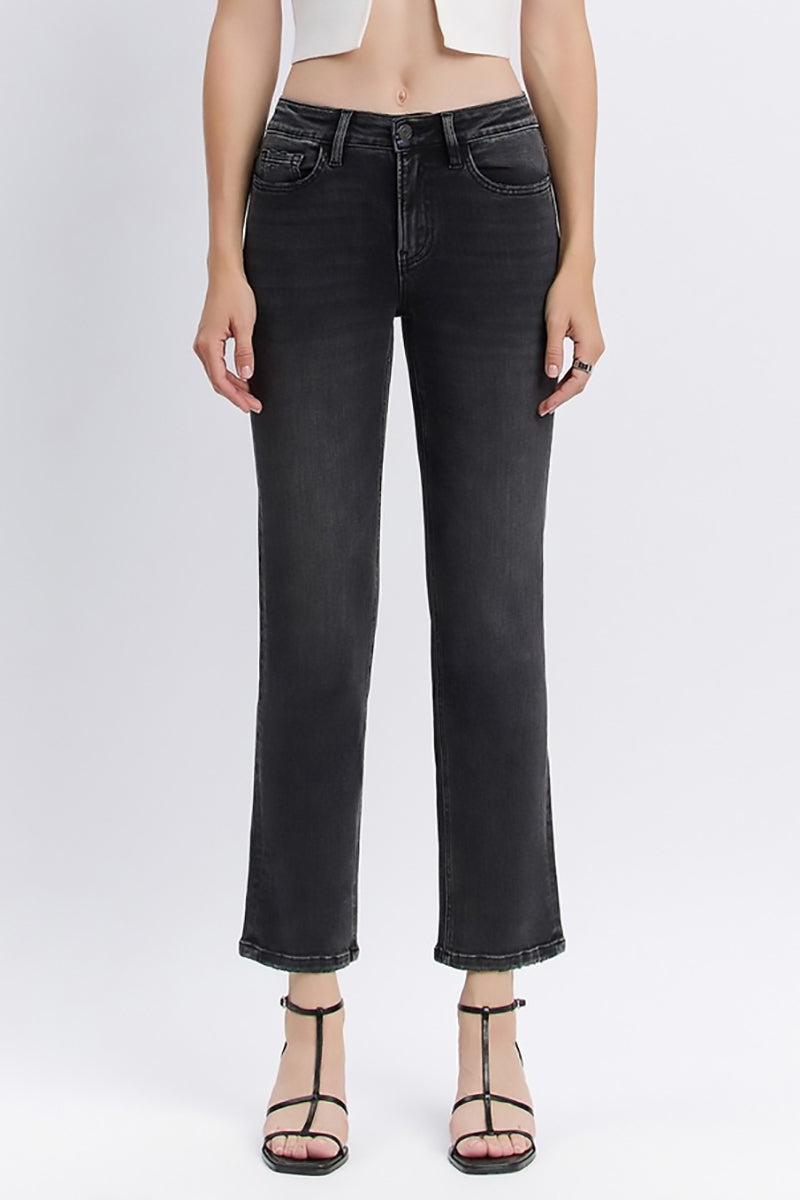 VERVET by Flying Monkey - High Rise Ankle Straight Jeans in Luminary