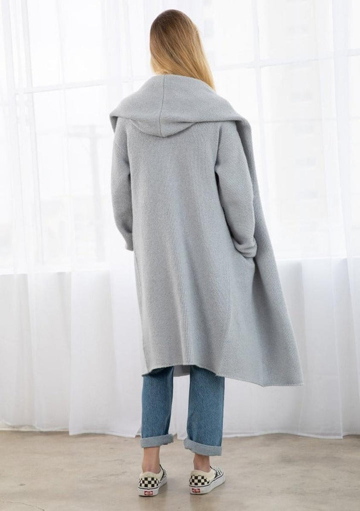 Lovestitch - Cozy Oversized Two Pocket Coatigan in Platinum