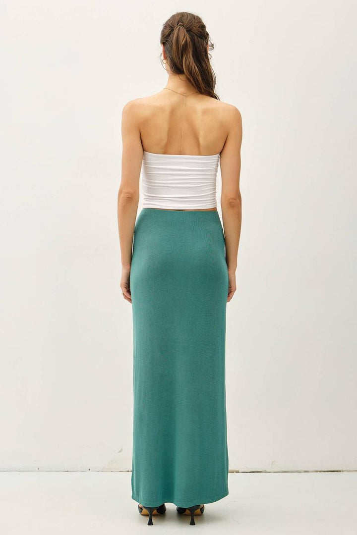 Be Cool - Jersey Knit Maxi Long Pencil Skirt in Sea Green