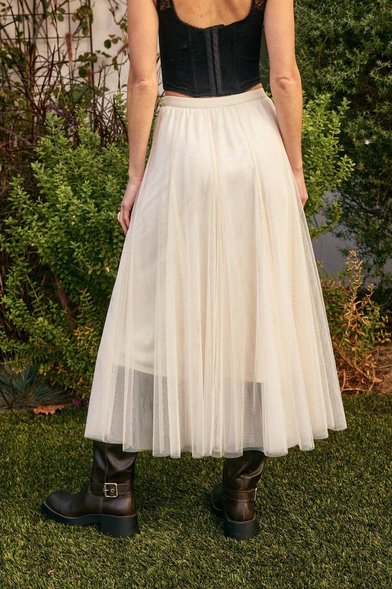 Dress forum - Be Free Mesh Paneled Midi Skirt in Cream