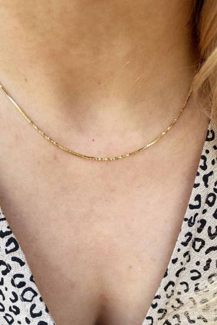 GoldFi - 18k Gold Filled Interspersed Twisted Box Chain 1.0mm Thickne