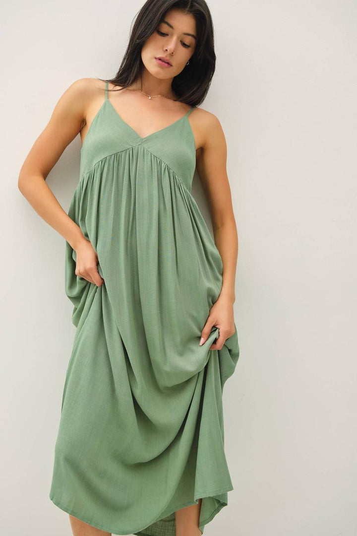 BE Cool - Breezy Baby Doll Maxi Dress in Spruce