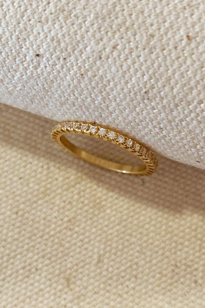 GoldFi - 18k Gold Filled Eternity Micro Cubic Zirconia Stone Ring