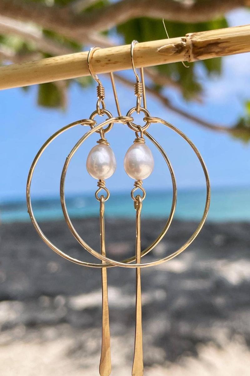 Quinn Sharp - Circle Hoop Freshwater Pearl Spike | 14kt Gold Filled