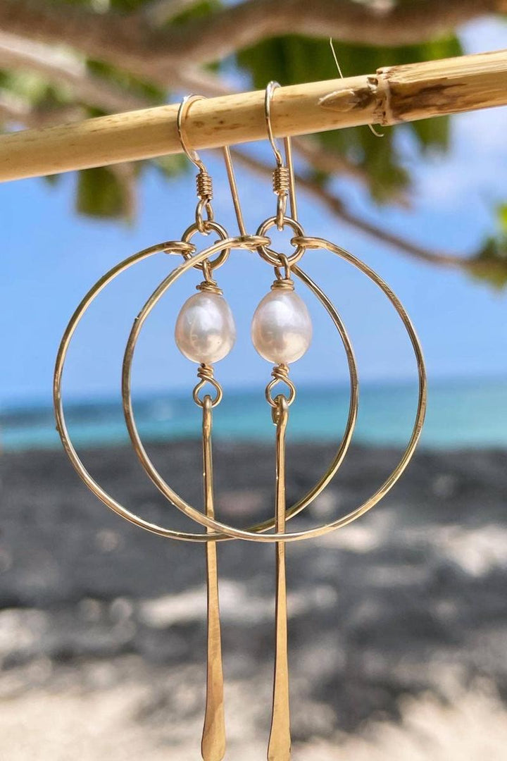 Quinn Sharp - Circle Hoop Freshwater Pearl Spike | 14kt Gold Filled