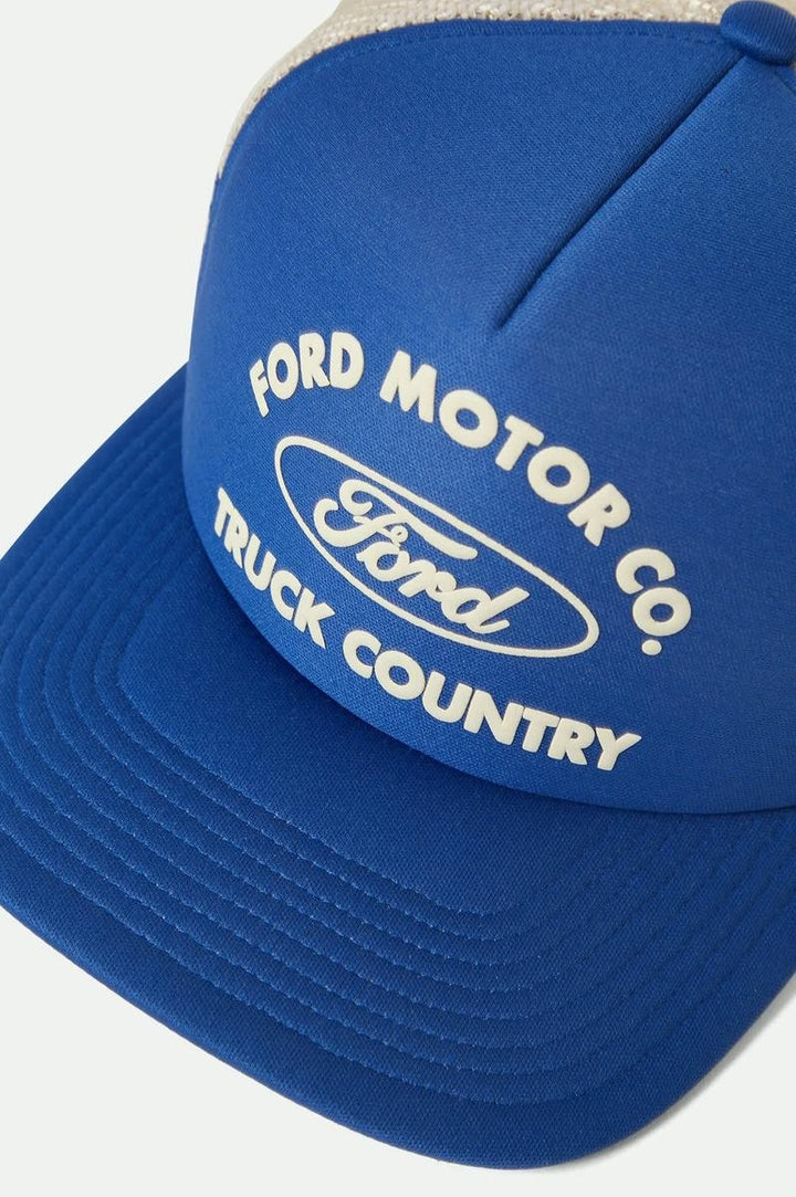 Brixton - Ford Built Tough Trucker Hat in Ford Blue/Wimbledon White