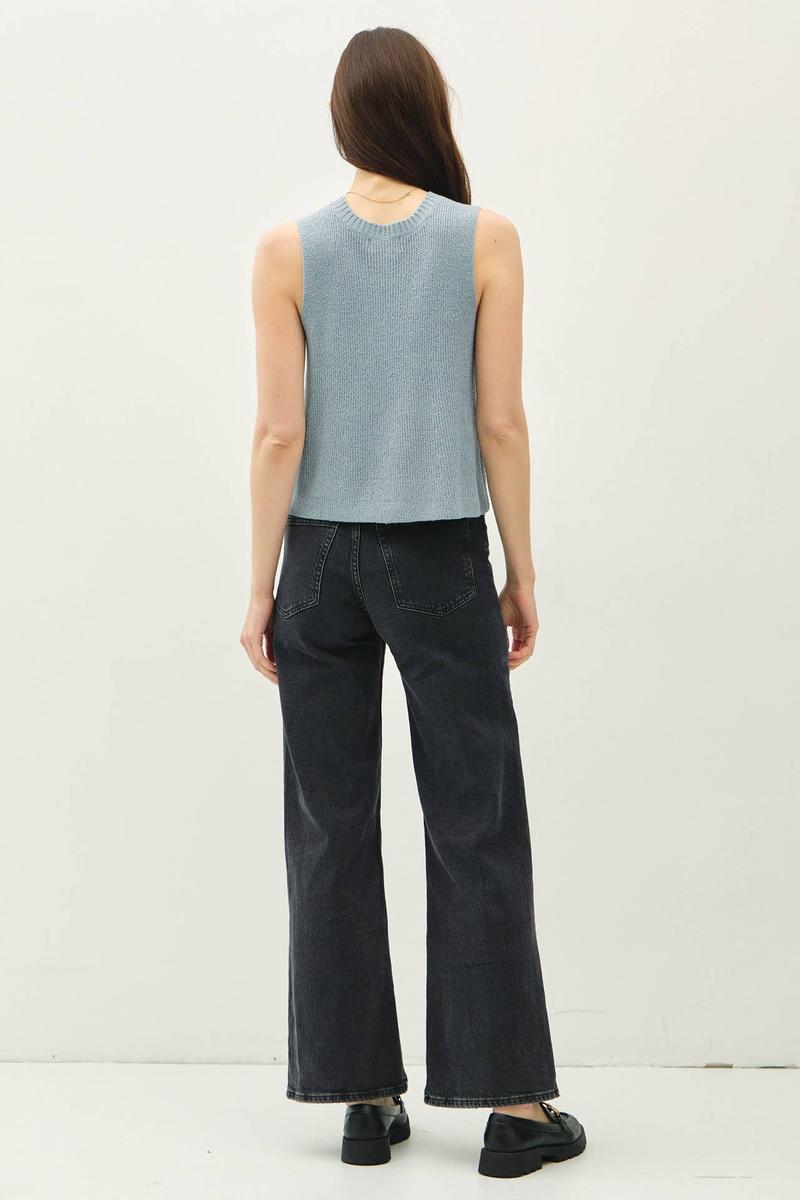 Be Cool - Clean Edge Knit Tank w/ Boxy Cropped Cut in Denim