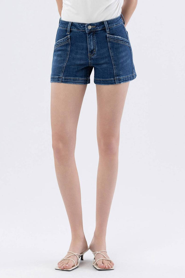 VERVET by Flying Monkey - High Rise Trouser Hem Utility Shorts in Sugar