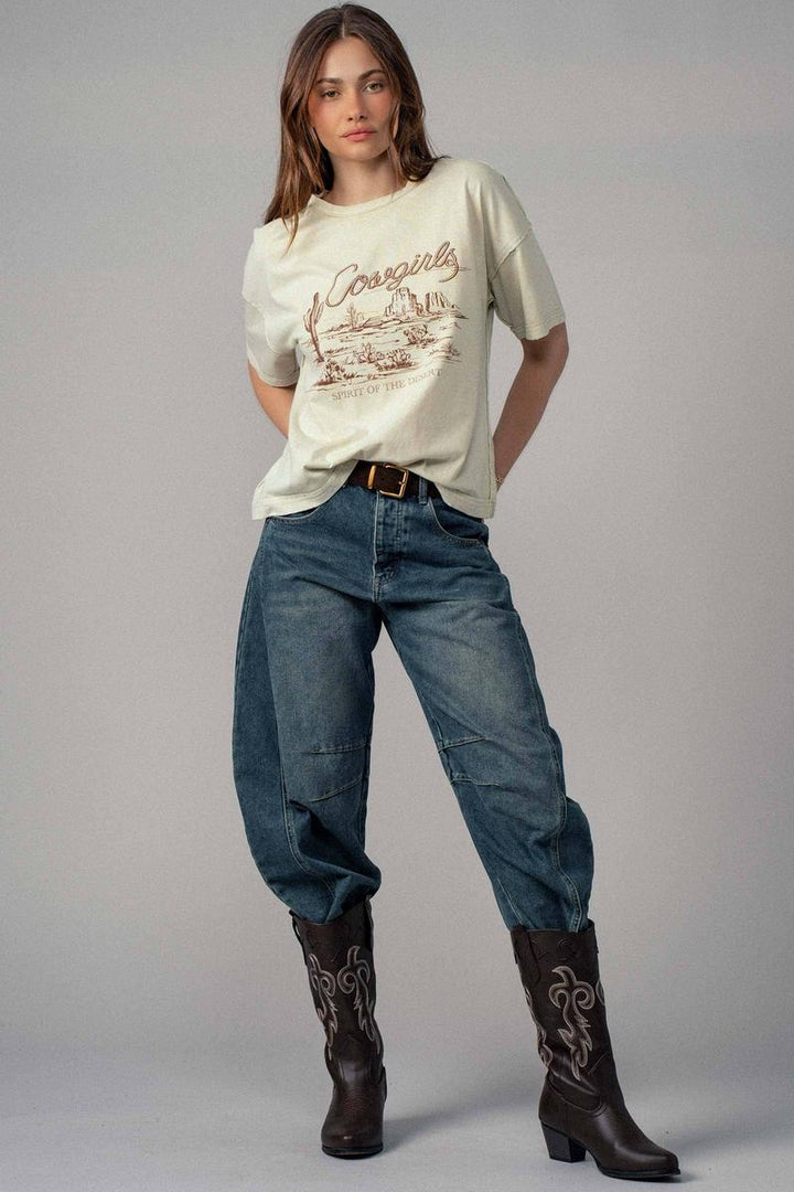 Urban Daizy - Cowgirls spirit of the desert graphic Tee in Oatmeal