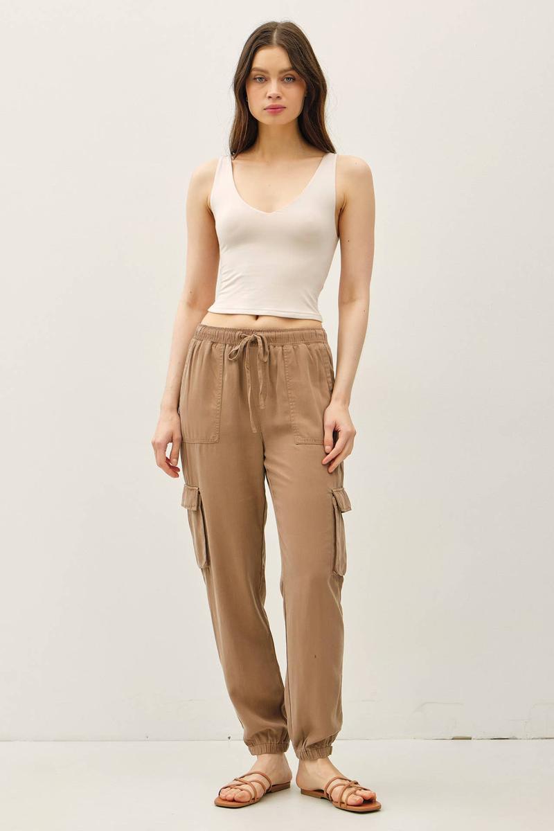 Be Cool - Cargo Tencel Joggers in Dark Sand