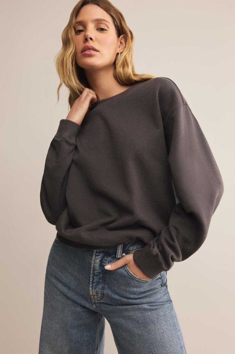 Z Supply - Boyfriend Cotton Sweatshirt in Washed Black