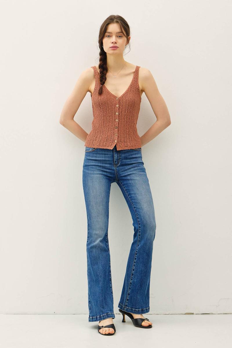 Be Cool - Crochet Knit Tank Top in Terracotta