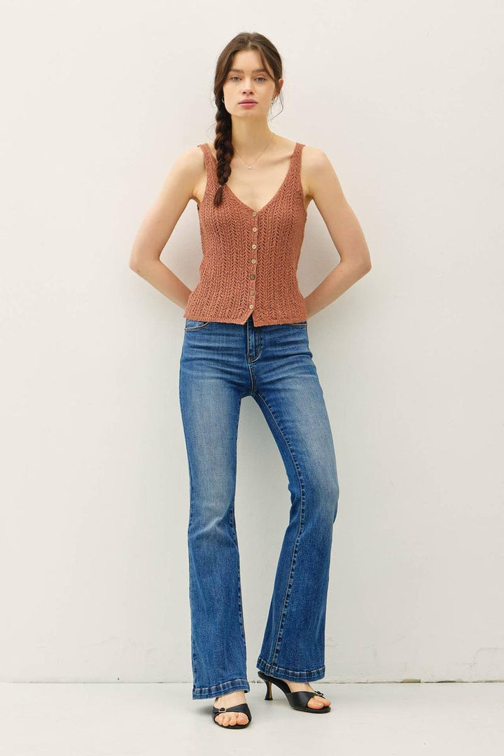 Be Cool - Crochet Knit Tank Top in Terracotta