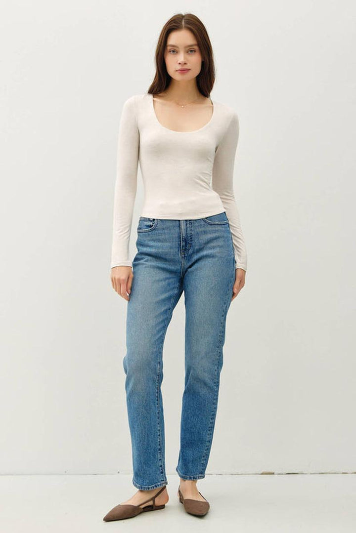 Be Cool - Basic Long Sleeve Top in Oatmeal