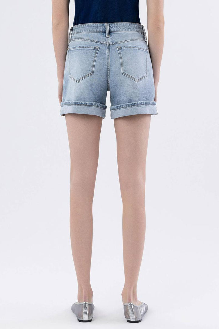 VERVET by Flying Monkey - High Rise Cuffed Denim Shorts in Dulcify