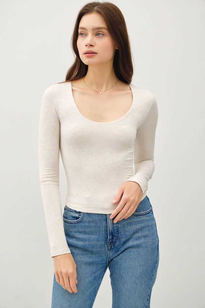 Be Cool - Basic Long Sleeve Top in Oatmeal