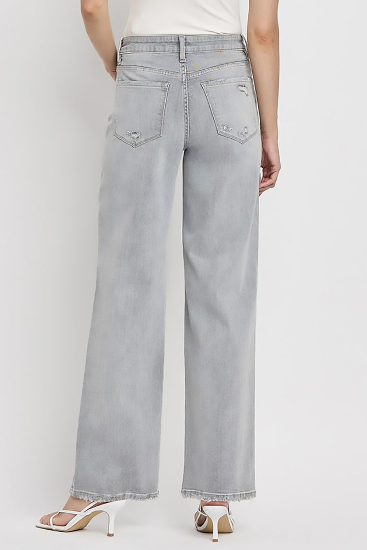 VERVET by Flying Monkey - High Rise Wide Leg Jeans in Clementine