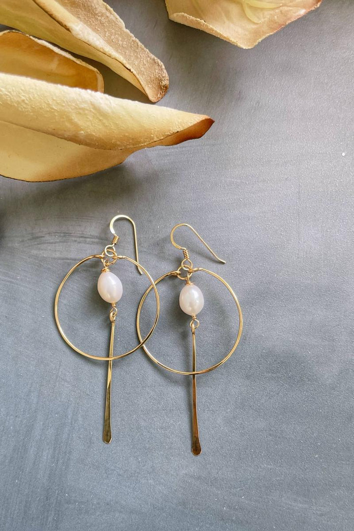 Quinn Sharp - Circle Hoop Freshwater Pearl Spike | 14kt Gold Filled