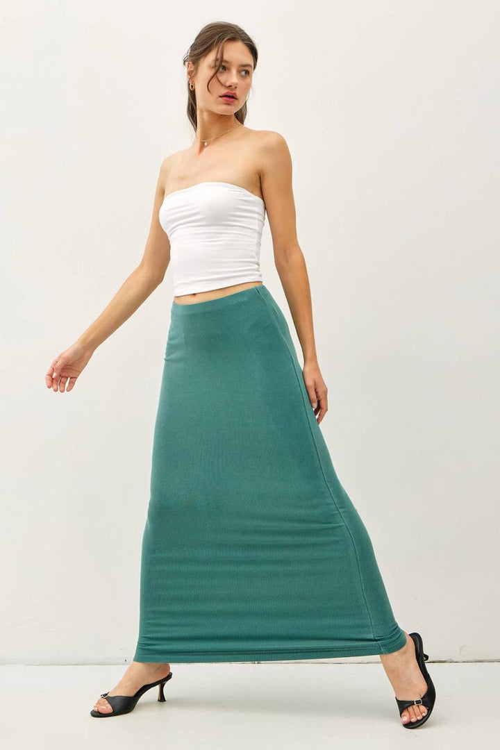 Be Cool - Jersey Knit Maxi Long Pencil Skirt in Sea Green