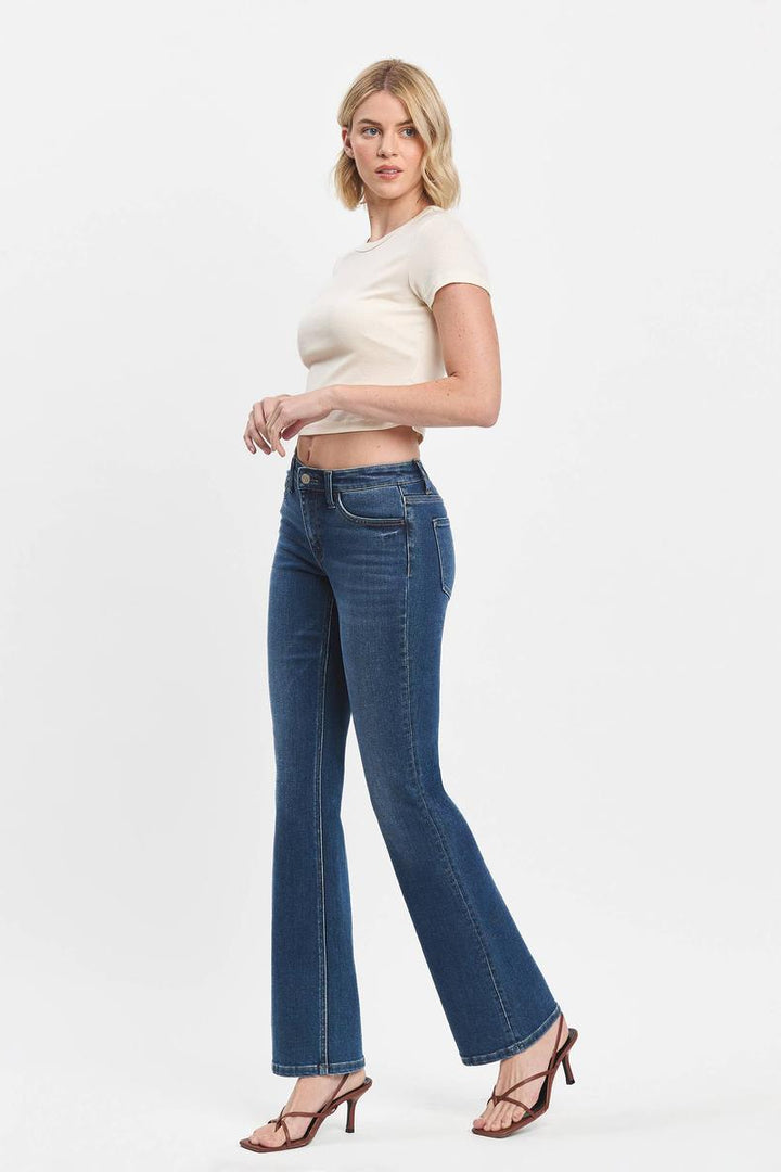 VERVET by Flying Monkey - Mid Rise Relaxed Bootcut Jeans in Revere