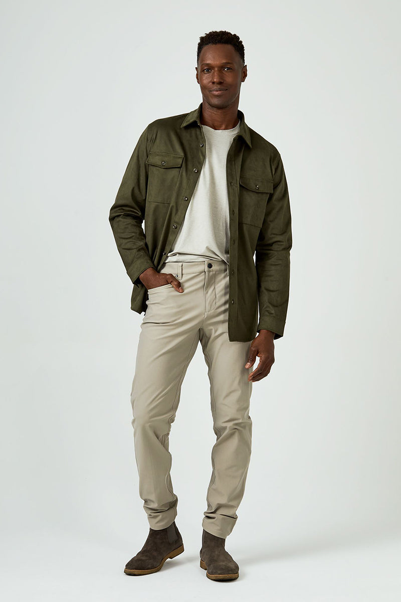 7DIAMONDS - Suede Over Shirt in Olive
