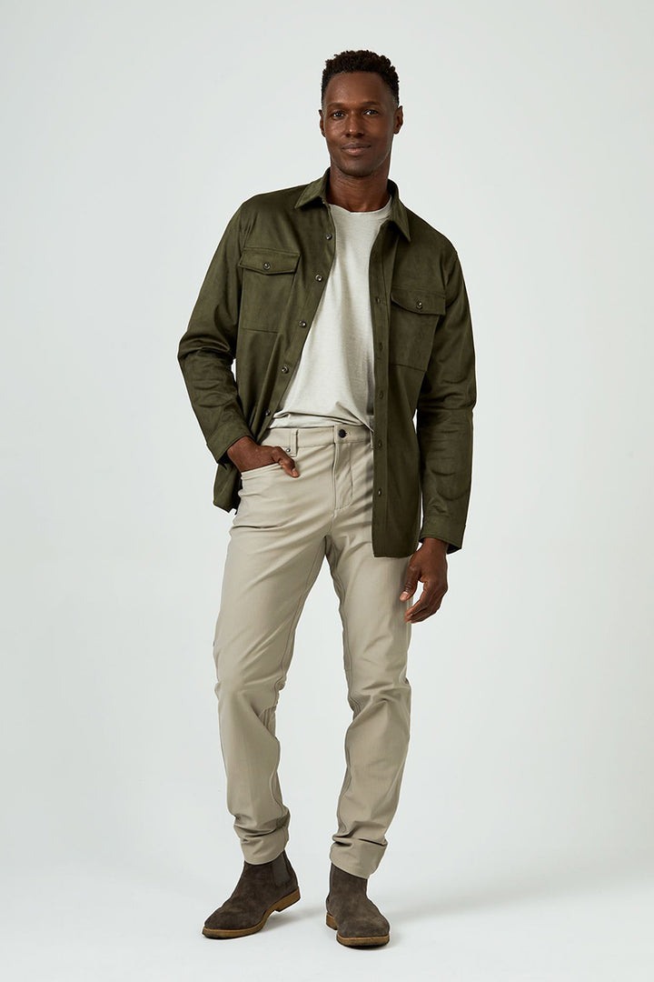 7DIAMONDS - Suede Over Shirt in Olive
