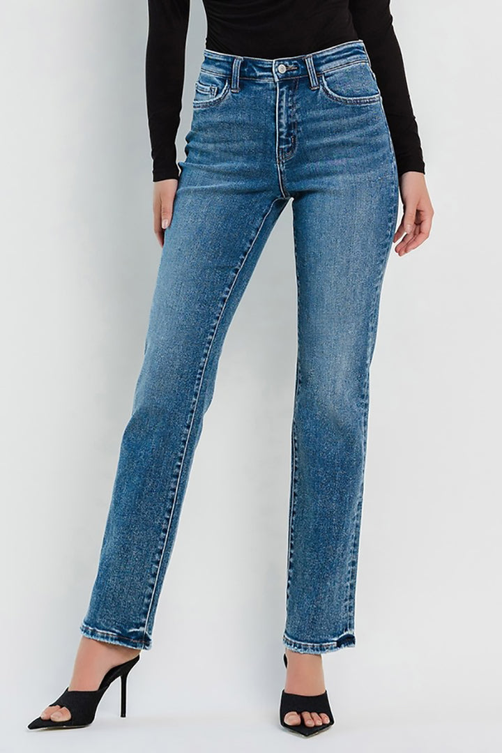 VERVET by Flying Monkey - High Rise Straight Jeans in Illuminate